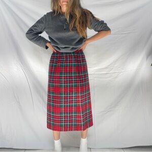 Plaid Midi Skirt in Red and Green